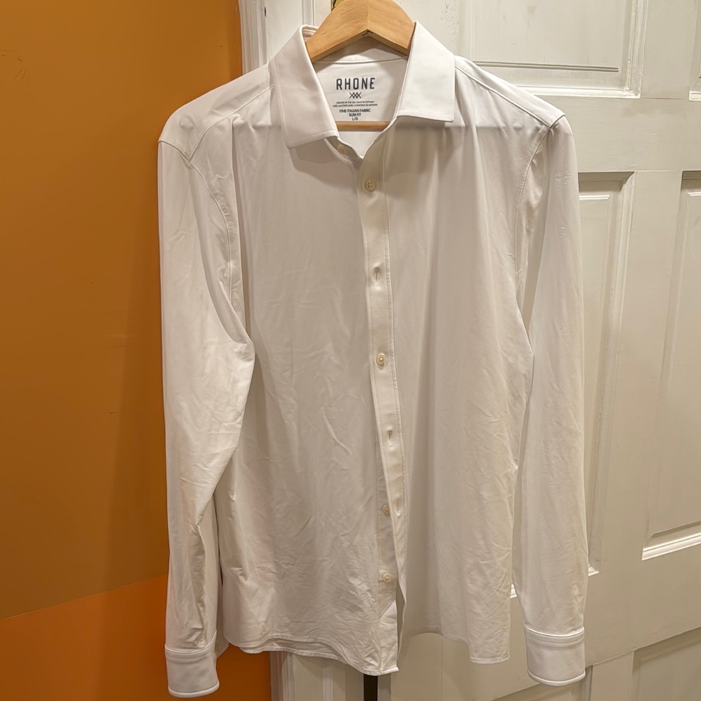 Rhone White Classic Dress Shirt with Long Sleeves